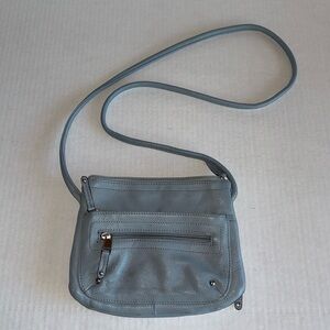 Tignanello Blue Leather Multi Pocket Crossbody Bag